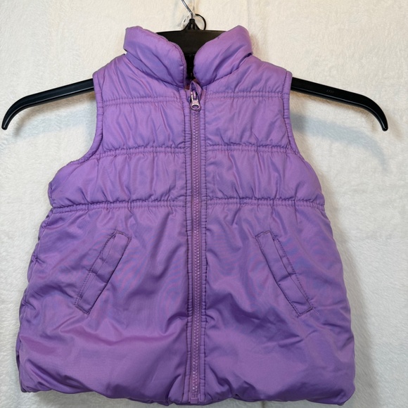 OSHKOSH B'gosh Puffer Vest Toddler Size 3T Purple Full Zip High Collar - Picture 2 of 6